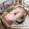 Floral Garden Theme Customized Mouse Pad Personalized Print Name Text Desk Mat For Home Office Table Decor