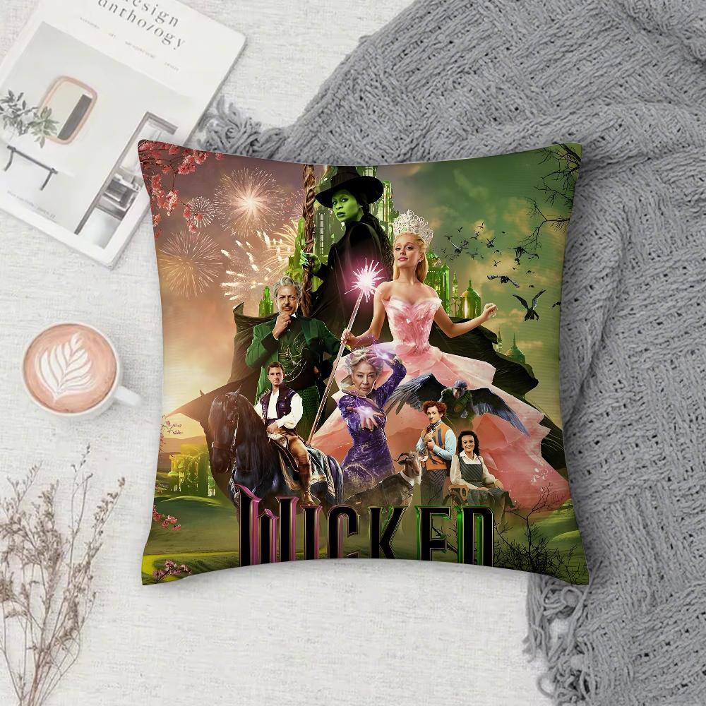 Movie W-Wicked Pillow Case Square Double-Sided Printing Short Plush Sofa Cushion Cover Bedroom Bedside Pillow