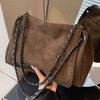 New Suede Autumn and Winter Solid Color Big Bag Women's Trend Underarm Bag Chain Messenger Bag