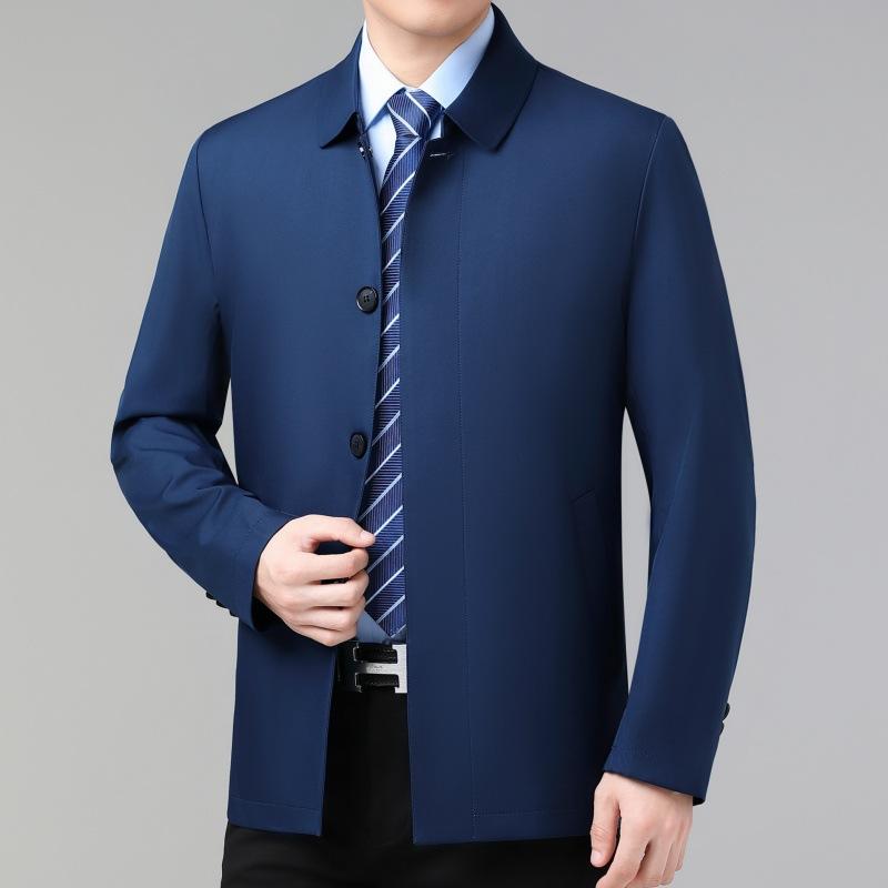 

Пиджак с лацканами для мужчин среднего возраста, весенне-осенний, тонкий деловой повседневный пиджак на пуговицах, топ из шелковицы для папы 205