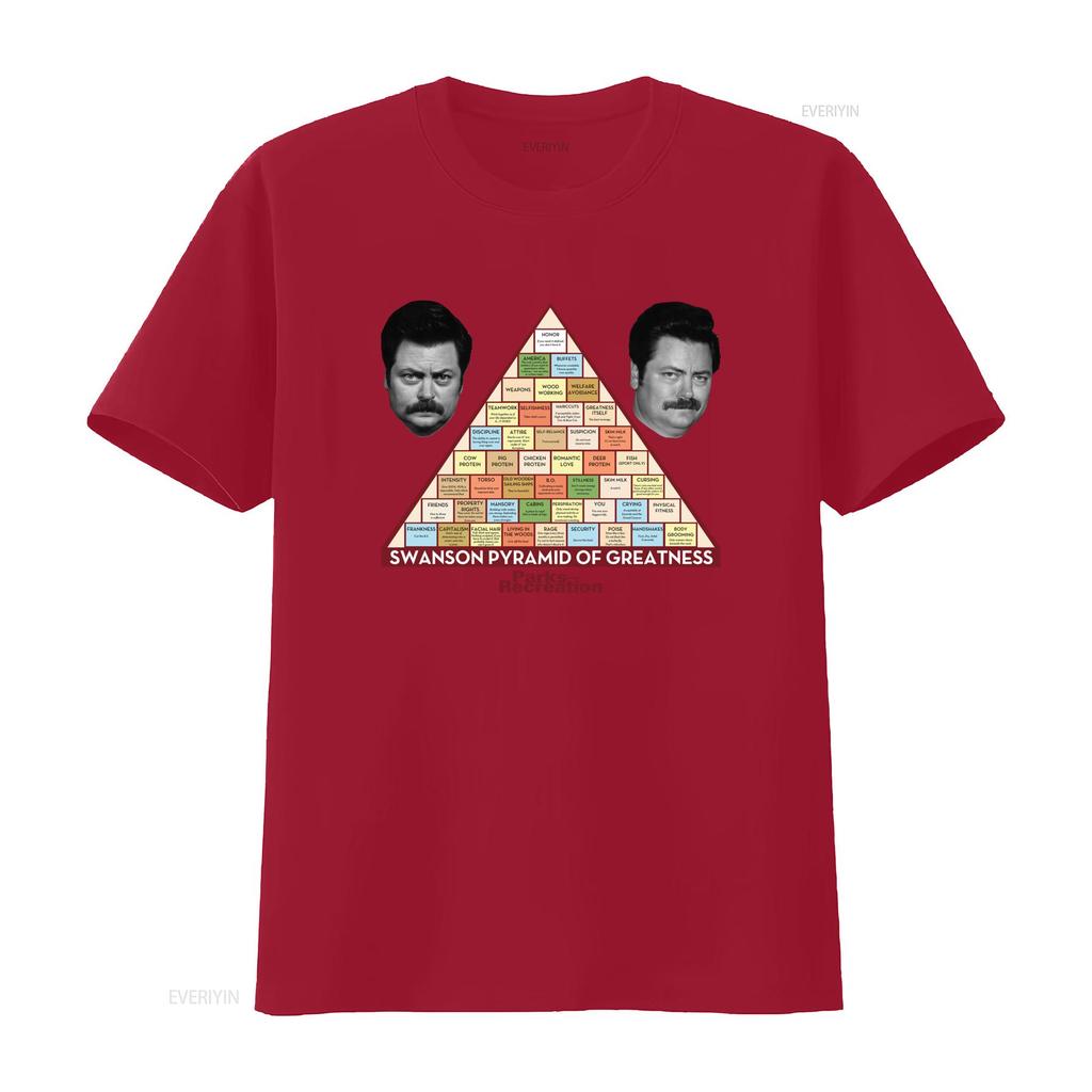 Mens Parks and Recreation Swanson Pyramid Of Greatness T Shirt Unique Design for Fans Vintage Washed Designer Clothes