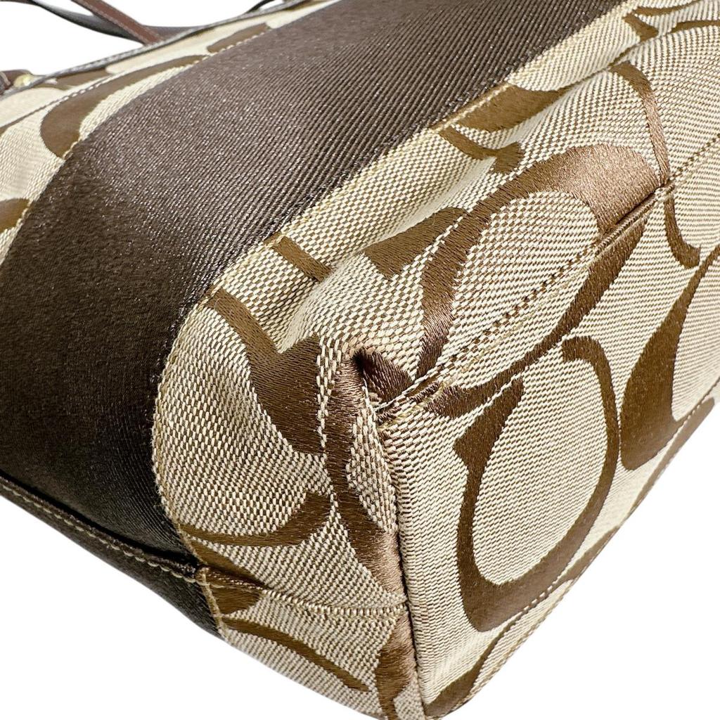 COACH canvas Signature Tote Bag canvas Brown Women 10124 Used