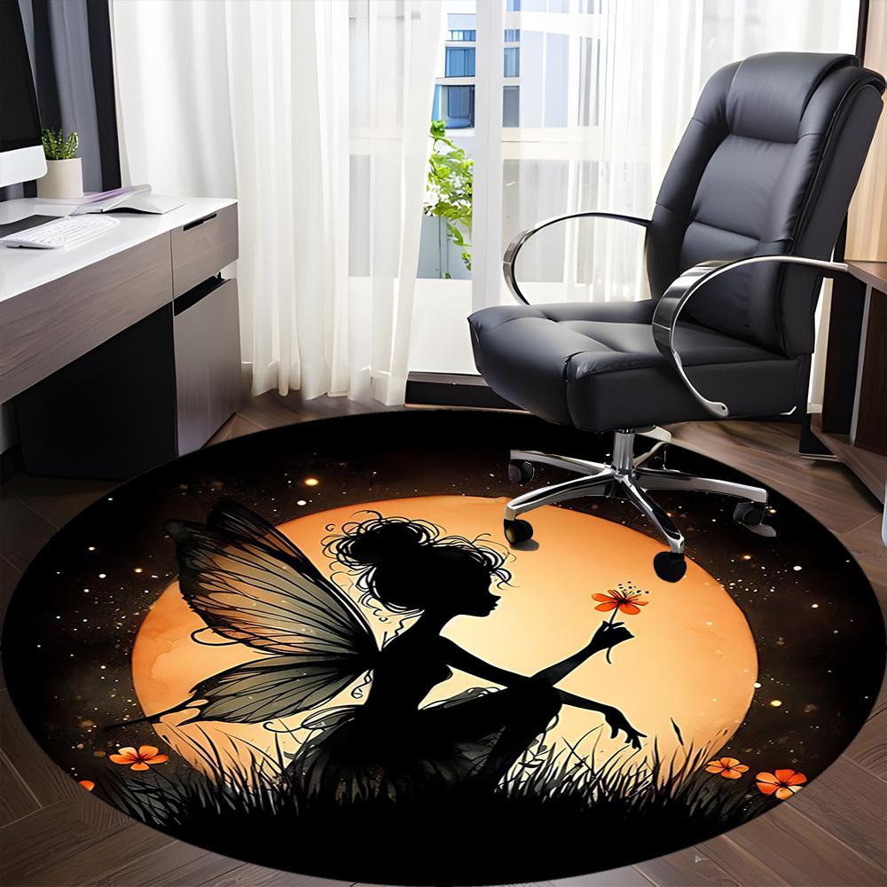 1pc Fairy Moon Office Round Area Rug,  Mat Suitable ForOffice, Under Office Chairs Bedroom Living Room Home Decor, Room Deco