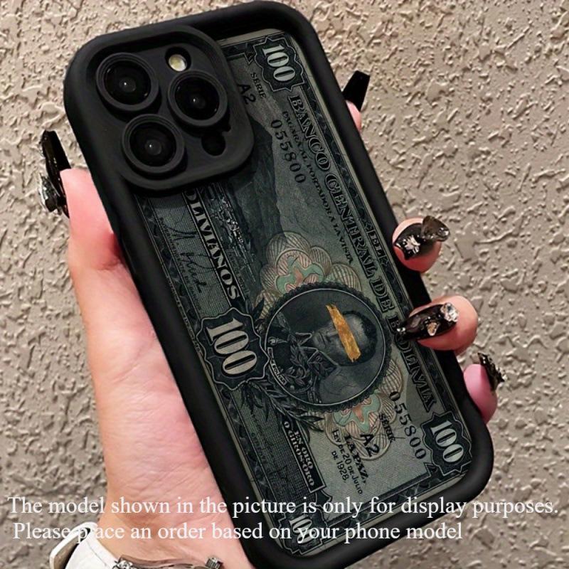 Silicone Phone Case for iPhone 11-16 with Currency Design iPhone 14 Plus