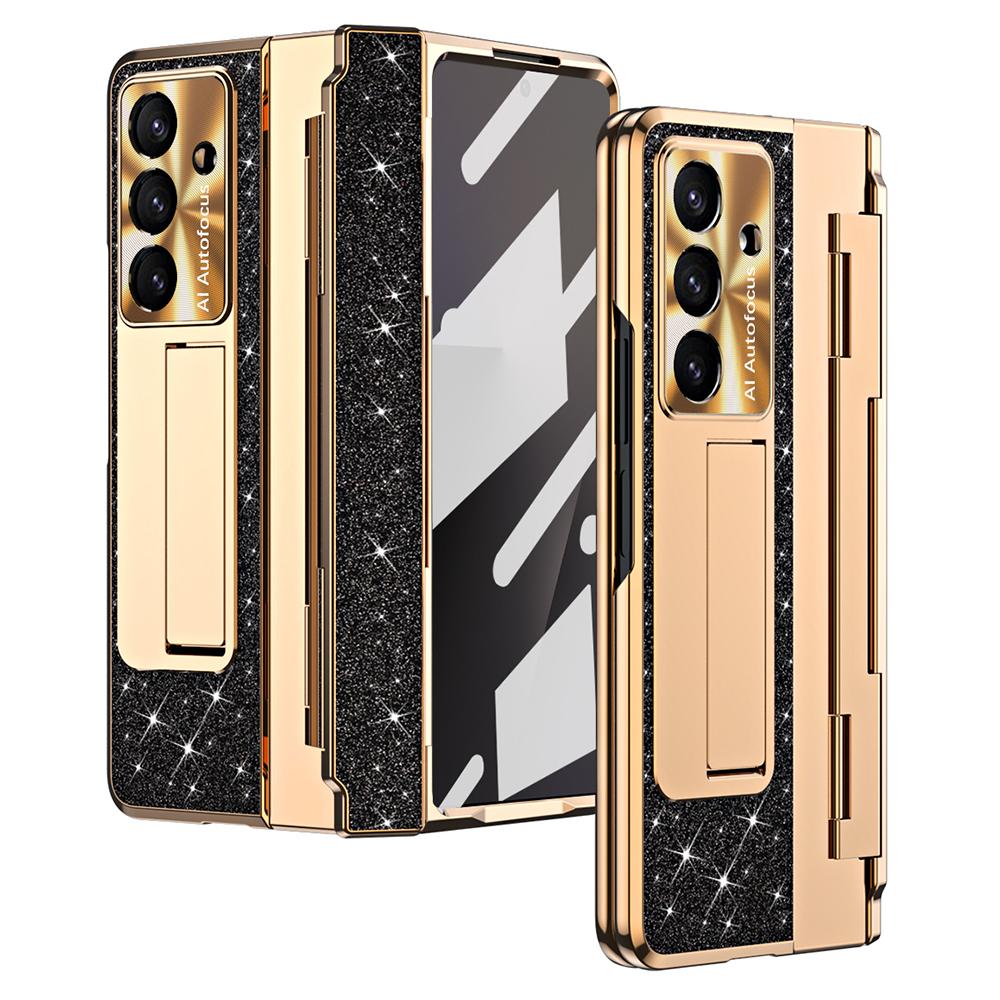 For Samsung Galaxy Z Fold7 5G Case with Kickstand Hinge Protection Rhinestone Glitter PC Phone Cover