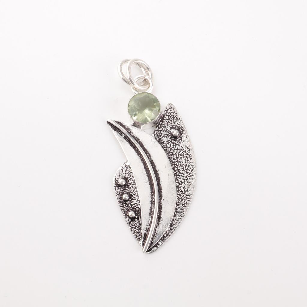 Green Amethyst Gemstone 925Sterling Silver Jewelry Handcrafted Designer Pendant PP-36-11