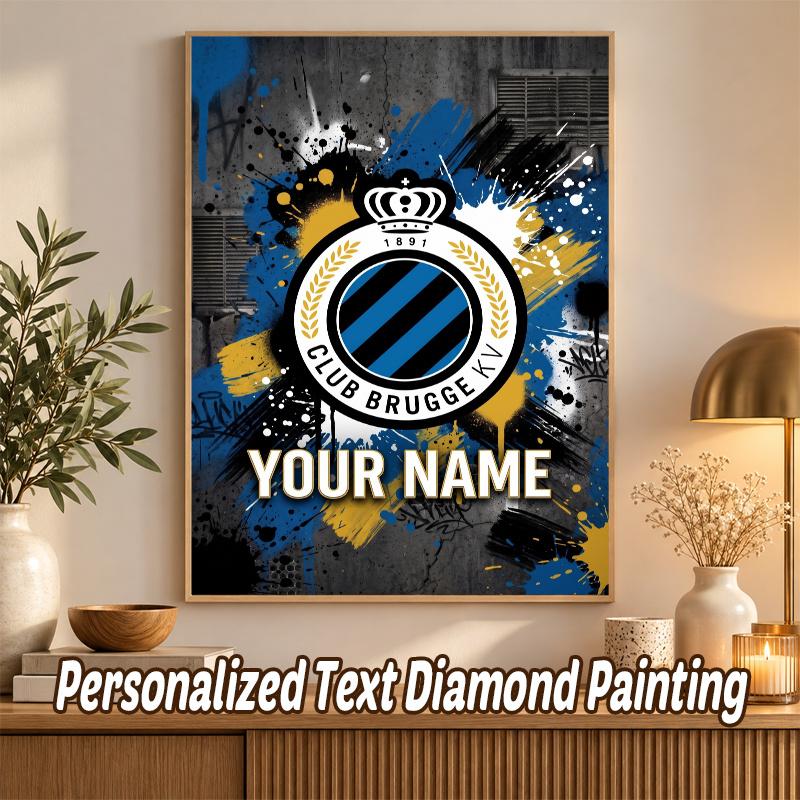 Club Brugge FC Custom Name Text 5D Diamond Painting Kit DIY Full Drill Diamond Art Decoration