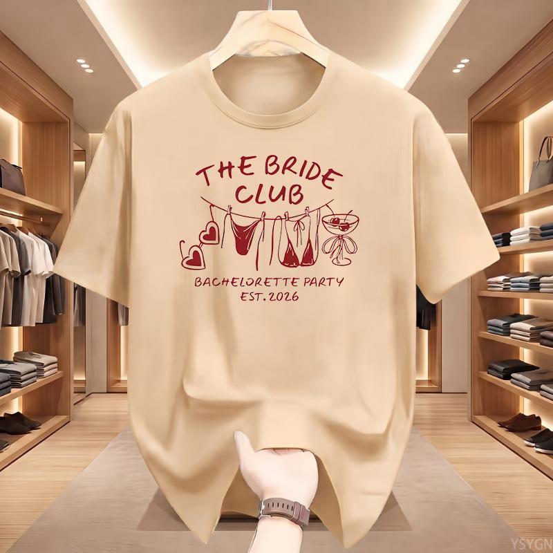 The Bride Club Bachelorette Party Graphic Print Women T-shirt Short Sleeve O-Neck Casual Top Women's Clothing