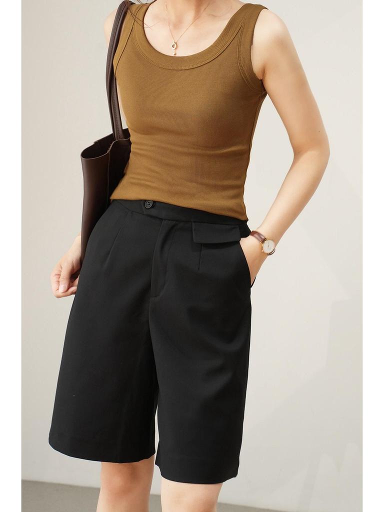 Ripp-Modal-Formweste für Damen mit seitlicher BH-Unterstützung, Bodycon-Basisschicht mit Rundhalsausschnitt für Frühling & Sommer