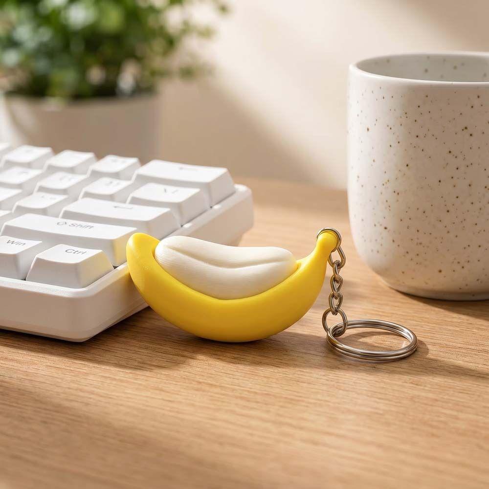 Sensory Banana Fidget Keychain Calming Finger Button Pendant Backpack Charm