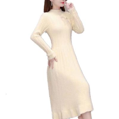 Mid-length Mink Velvet Sweater Women New Autumn Winter Versatile Bottoming Knitted Dress