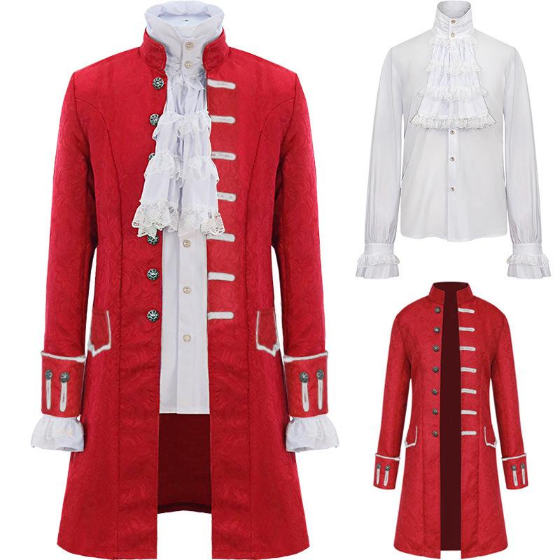 2021 European & American Men's Solid Color Steampunk Retro Stand Collar Coat