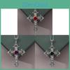Gothic Rose Cross Pendant Necklace With Alloy Lockbone Chain For Women