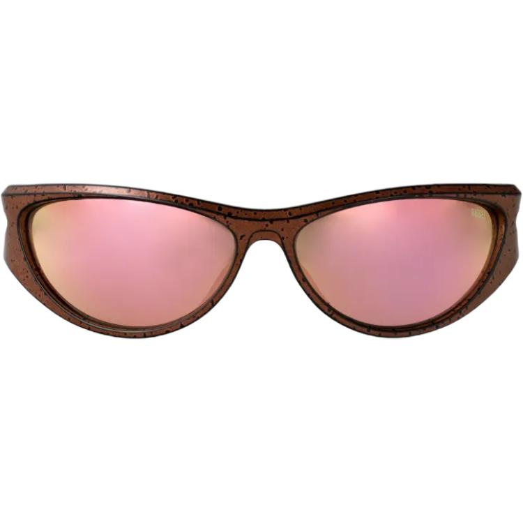 DIESEL Unique Logo Design Acetate Oval Sunglasses Men sunglasses Brown 31093779 F,Umber