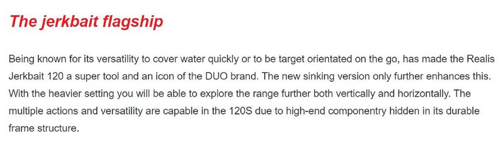 Duo Realis Jerkbait 120S SW Sinking Lure MCC0522 (6660)