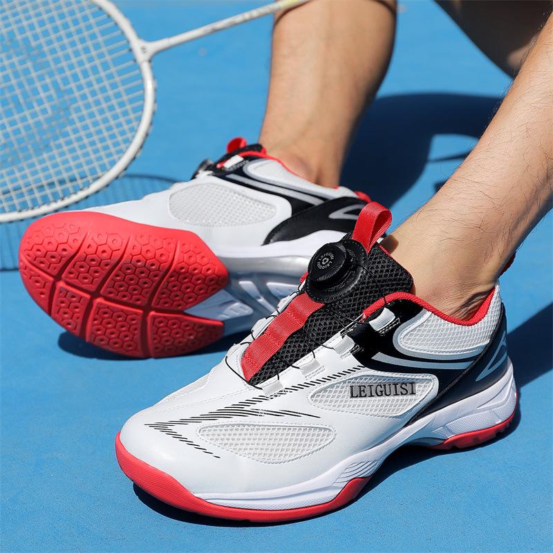 Plus Size 46 Breathable Rotating Buckle Badminton & Tennis Sneakers (No Laces)