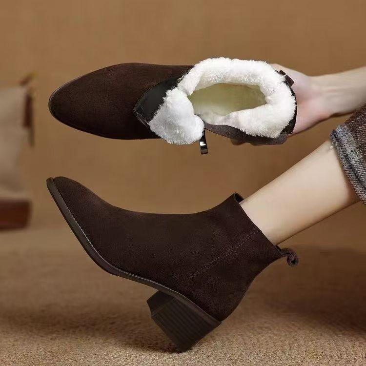 Women's lightweight comfortable thick sole cold warm padded snow boots non-slip wear outdoor leisure sports pointed cotton boots