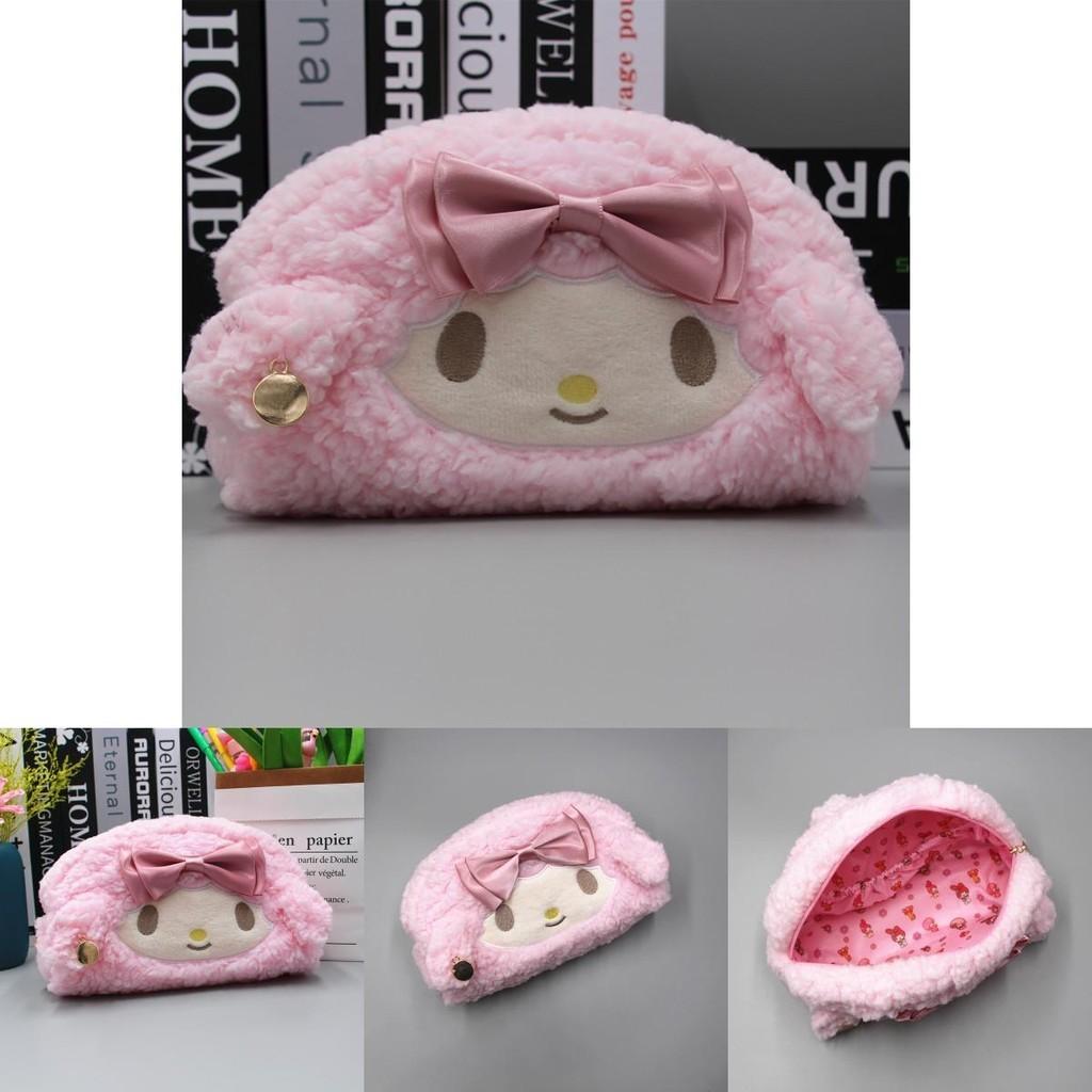 Cute Sanrio Melody Plush Pencil Bag Girl Cartoon Makeup Bag
