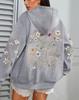Damen Kapuzenpullover mit Blumen-Cluster-Print - Herbst Locker Lässig Fleece Pullover mit Taschen