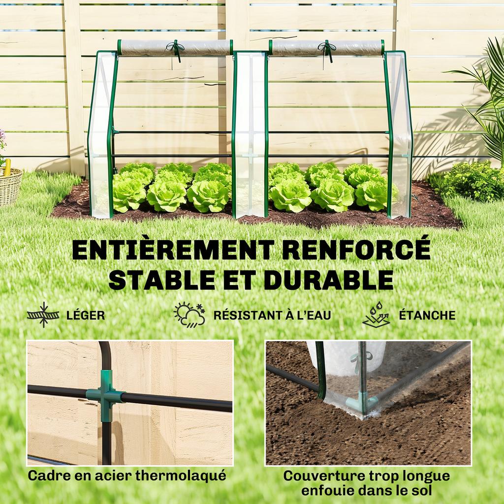 Mini Garden Greenhouse, Pointed Roof, UV-Resistant Steel, Windows, 180 x 90 x 90 cm, Transparent