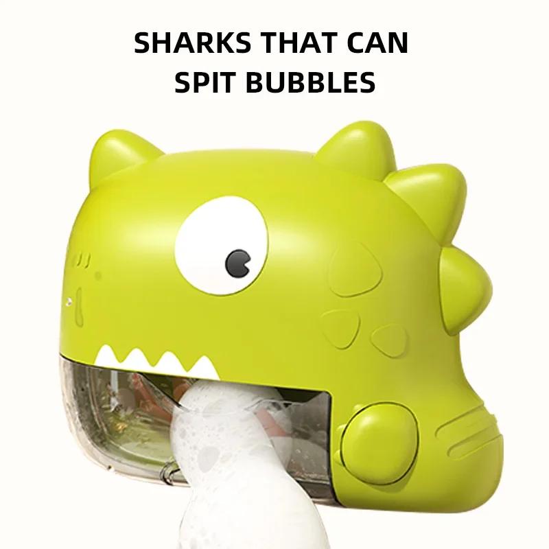 Electric Summer Bathtub Blower Foam Machine Musical Soap Bubble Machine for Kids Bubble Dinosaur Suction Cup Hanging Bath Toys