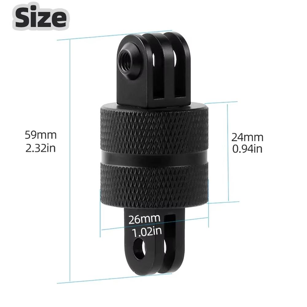 Aluminum Alloy 360° Rotatable Mount Adapter for GoPro Hero 13 12 11 10 9 8, Swivel Action Camera Connector for Helmet Bike Mount