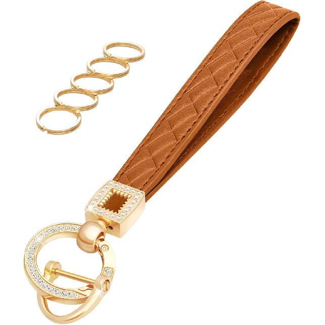 OHKYOOT Leather Wristlet Keychain for Home Car Keys