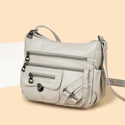 New Trendy Fashion Women's Bag Shoulder Bag Lightweight Pu Soft Leather Crossbody Simple Mother Bag