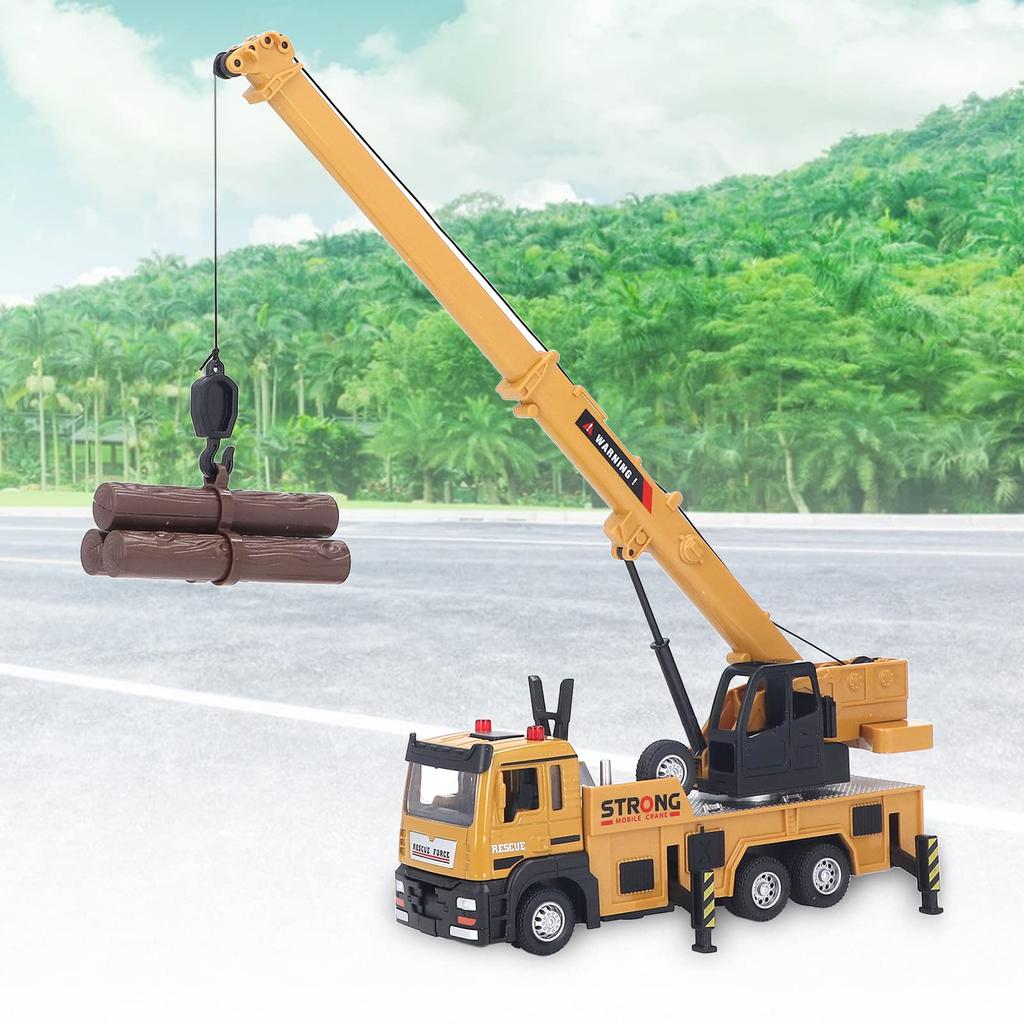 Kids Crane Truck Micro Crane Truck Arm Crane Toy Truck Alloy Material Friction Dynamic Design Toy Truck Arm Crane Truck Model Construction Vehicle Set