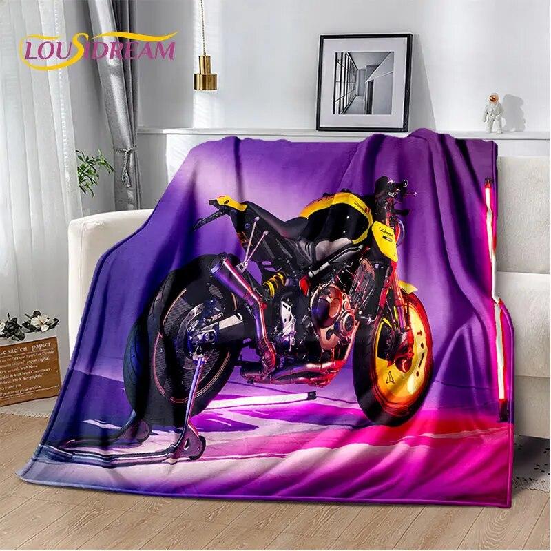 3D Cyberpunk Concept Motorcycle Cartoon Soft Plush Blanket,Flannel Blanket Throw Blanket for Living Room Bedroom Bed Sofa Picnic