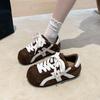 Retro Maillard color matching board shoes women's autumn new flat bottom inner height increase leisure sports