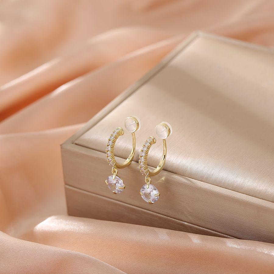 

Круглые серьги с цирконом для девочек без пирсинга, зажим для ушей