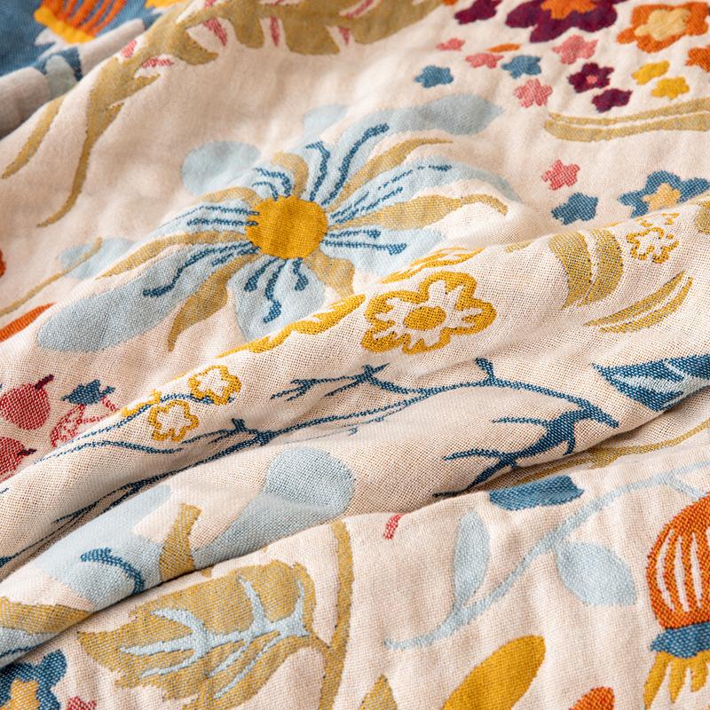 Cross-border Customizable Pure Cotton Gauze Towel Blanket Comfortable Soft Sofa European Style Four-season Geometric Pattern