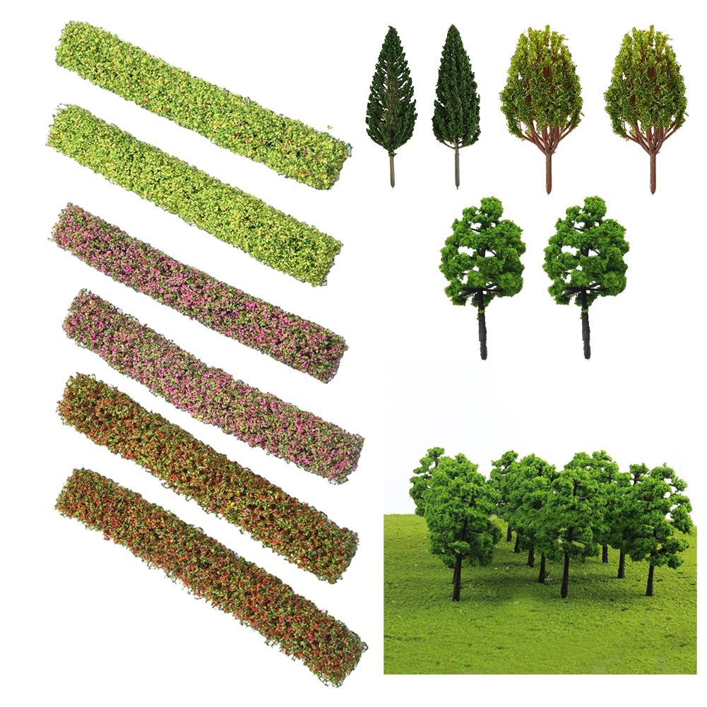 9Pcs Miniature Shrub Strips & 6Pcs Model Trees For Realistic Diorama Scenery For DIY Landscapes For Create DIY Natural Look