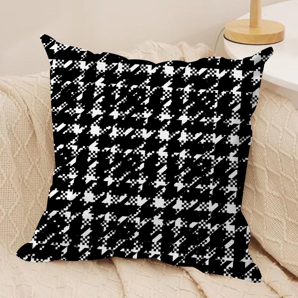 Black and White Style Cushion Cover Soft Plush Fabric DoubleSided Printed Sofa Cushion Cover for All Seasons Home Decor Gift