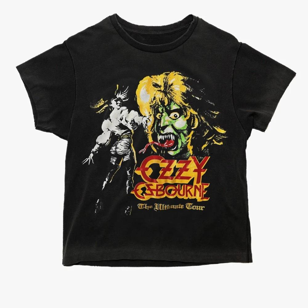 

Летняя новая футболка с графическим принтом рок-группы Ozzy Osbourne, мужская футболка с коротким рукавом, высокое качество, уличная одежда, женская одежда 4XL