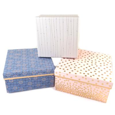 Les Trésors De Lily [P1094] - Set of 3 Nesting Boxes 'Baroque Art' Blue-grey Pink