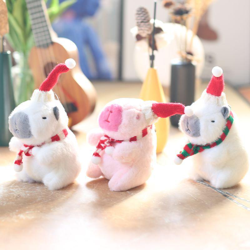 Cute Christmas Kabibala Pendant Plush Toy Doll Capybara Bag Hanging Ornament Keychain Doll