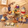 China Culture Delicious Food Mini Block Cartoon Boil Tea On Fire Building Brick Cake Snack Dessert Fruit Toys Figures For Gifts