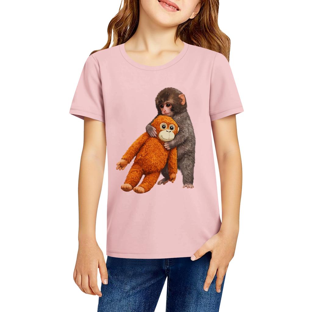 Fashionable Round Neck Short Sleeve Work Clothes Printed Tops For KID Summer Tops