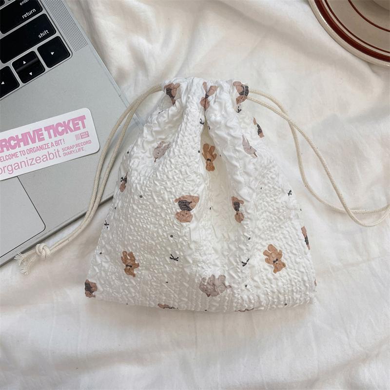 1 stk Koreansk Søt Liten Myntpung Nøkkel Øretelefon Snøring Oppbevaringspose Jenter Smykker Leppestift Kosmetikk Taupose Snøreposer