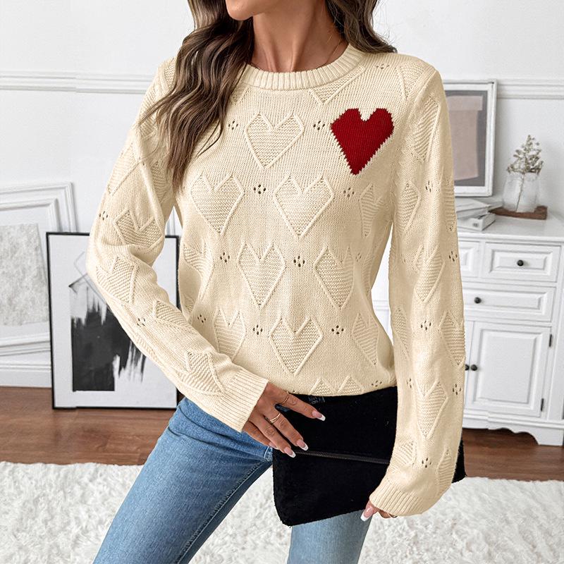 2025 Versatile Autumn Heart Pullover Sweater for Women - Valentine's Edition