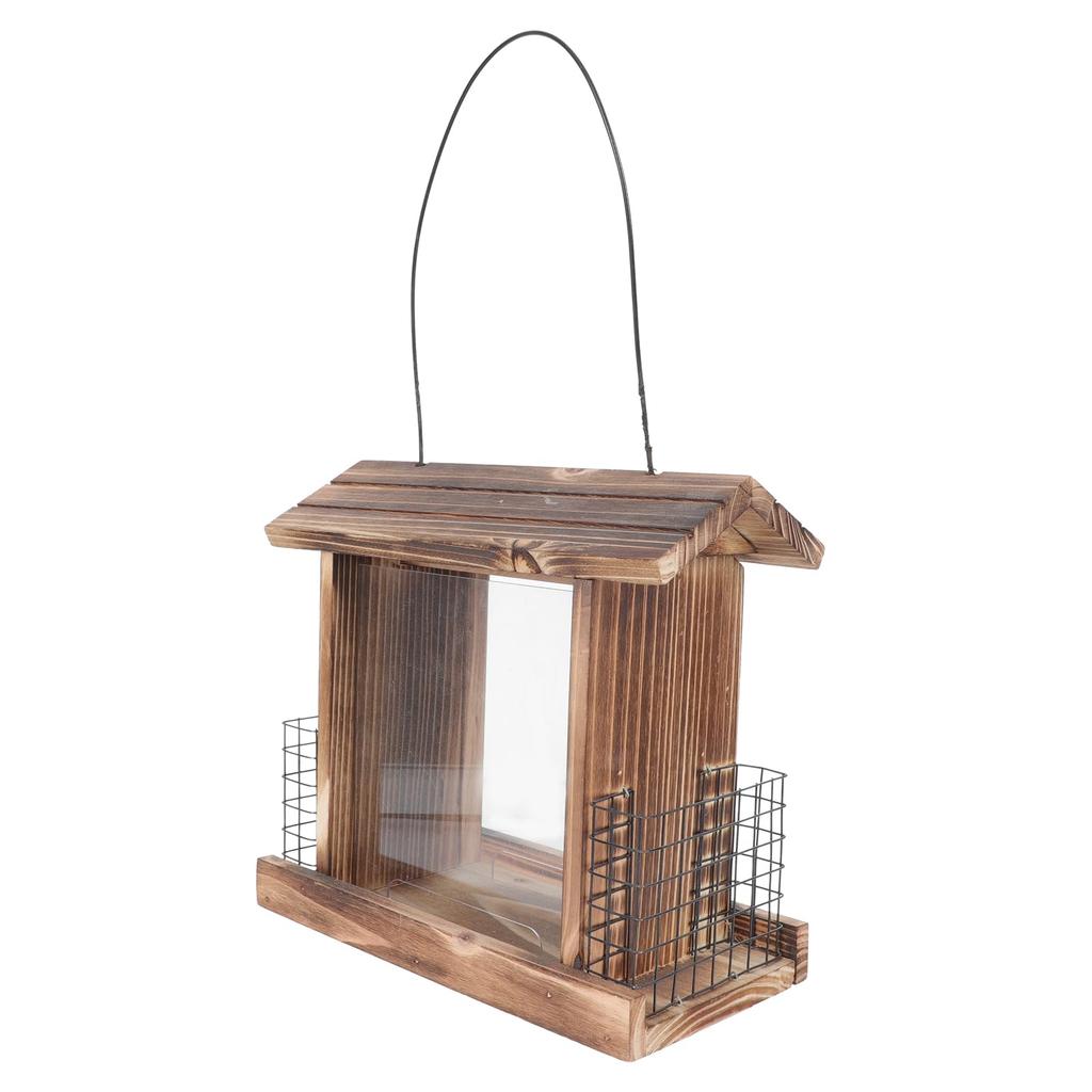 OUNONA Bird Wooden Bird Automatic Large Transparent Board Wild Bird Bird 1 Piece Feeder, Feeder, Hanging, Supply, Capacity, Rainproof, Included,