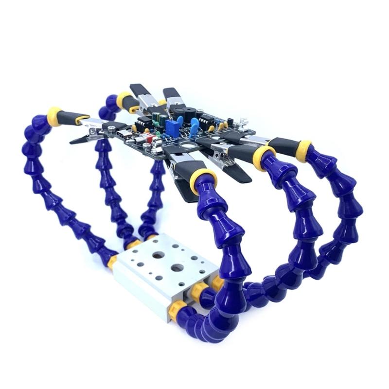 Heavy Metal Base Soldering Aid Third Hand Tool with 2/4/6 Gooseneck Arms Insulated Clips for Secure Work for DIY Project
