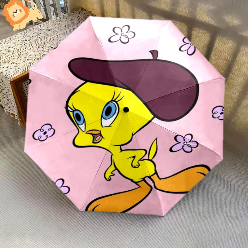 Tweety Cloud Folding Umbrella Umbrella Travel Three Folds Travel Light