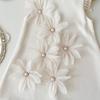 2026 Korean-Style 3D Petal Pleated Sleeveless Satin Dress for Girls
