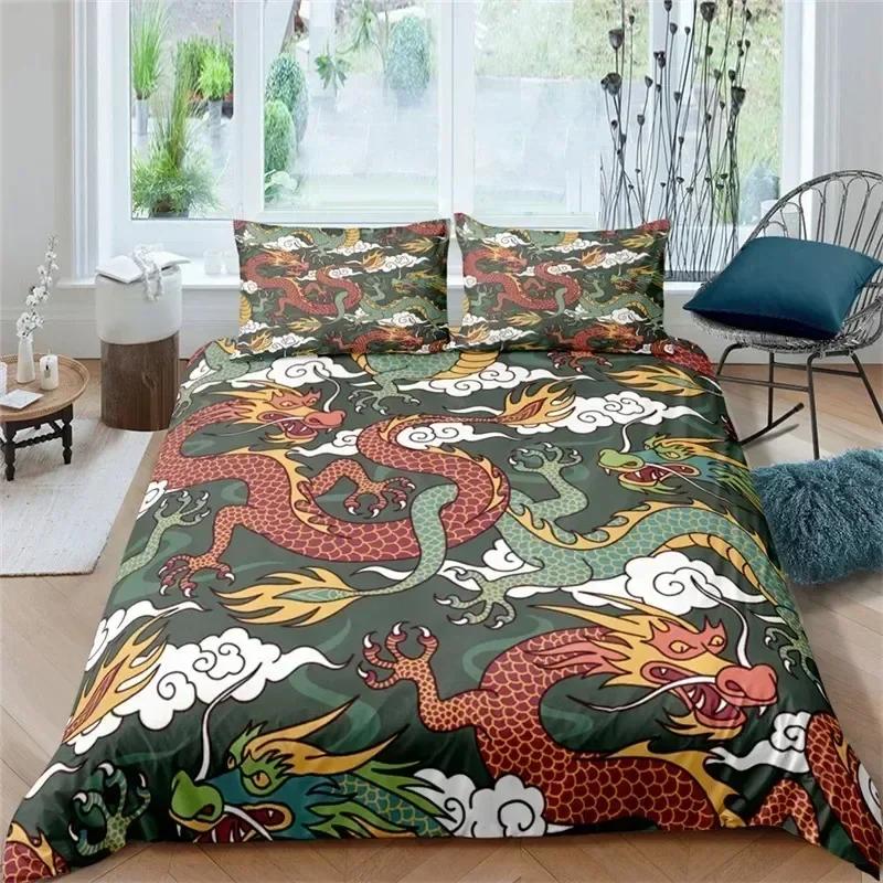 Wissenschaftlich-fantastisches Drachen-Bettwäsche-Set Bettbezug Laken Bedrucktes Bettwäsche-Set Kissenbezug Bett Einzelbett Doppelbett Queen King Size Bettdecke Schlafzimmer