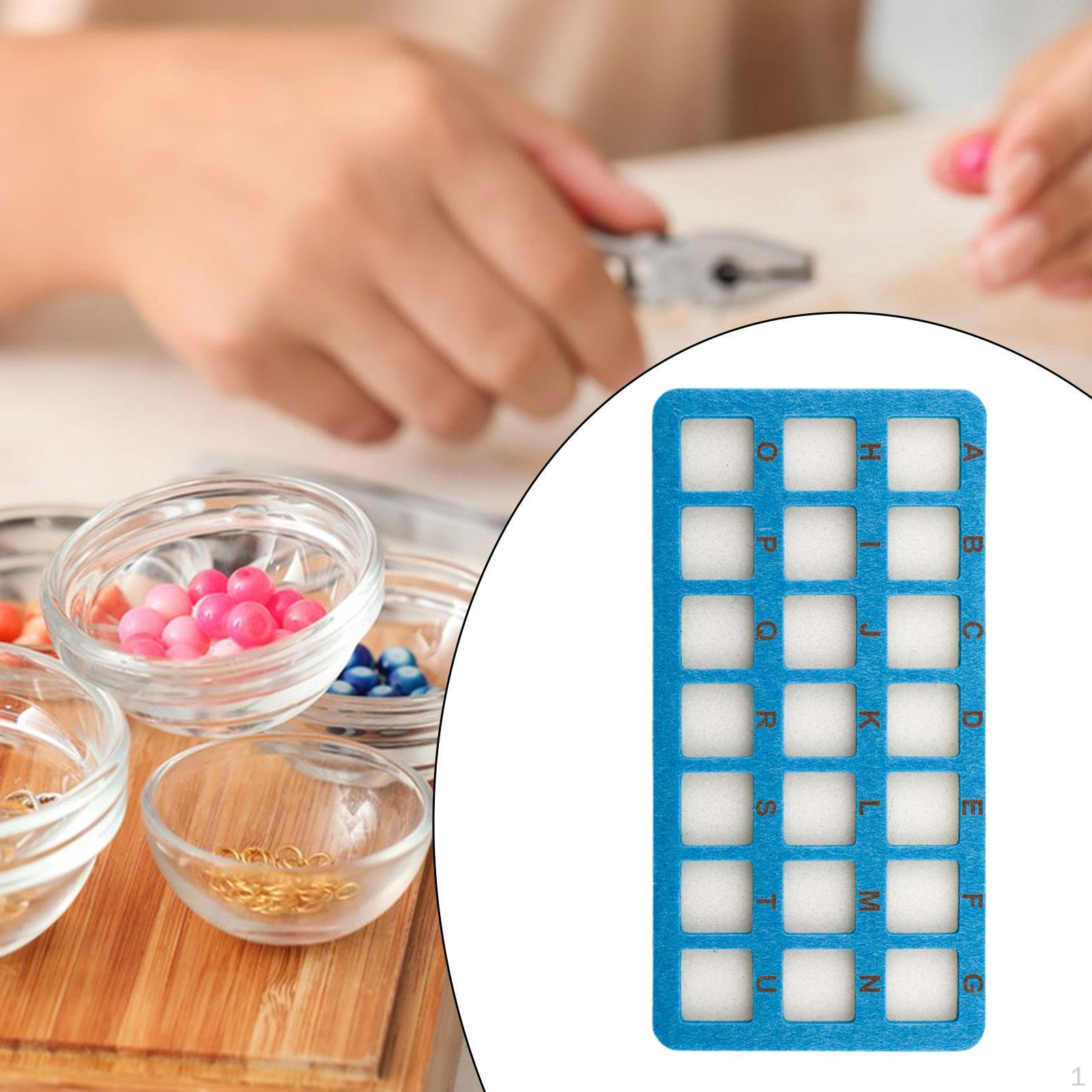 

Коврик для бисера Противоскользящая подкладка Прямоугольная доска-органайзер для бисероплетения с 21 ячейкой для хобби и изготовления ожерелий своими руками синий