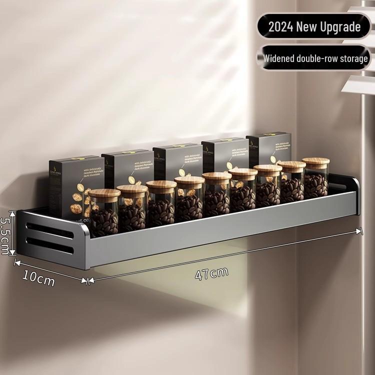 Wall-Mounted Kitchen Seasoning Rack: Punch-Free Multifunctional Condiment Set with Jars