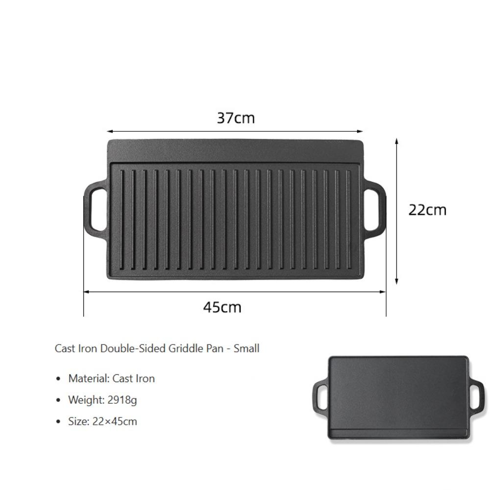 

Cast Iron Reversible Griddle Double-sided Griddle Pan Cooking with Ribbed & Flat Surfaces for Stove Tops, Gas Grills and Camping